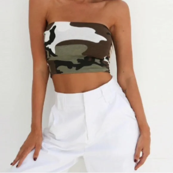 Camo crop tube top size medium large NWT - Picture 3 of 10